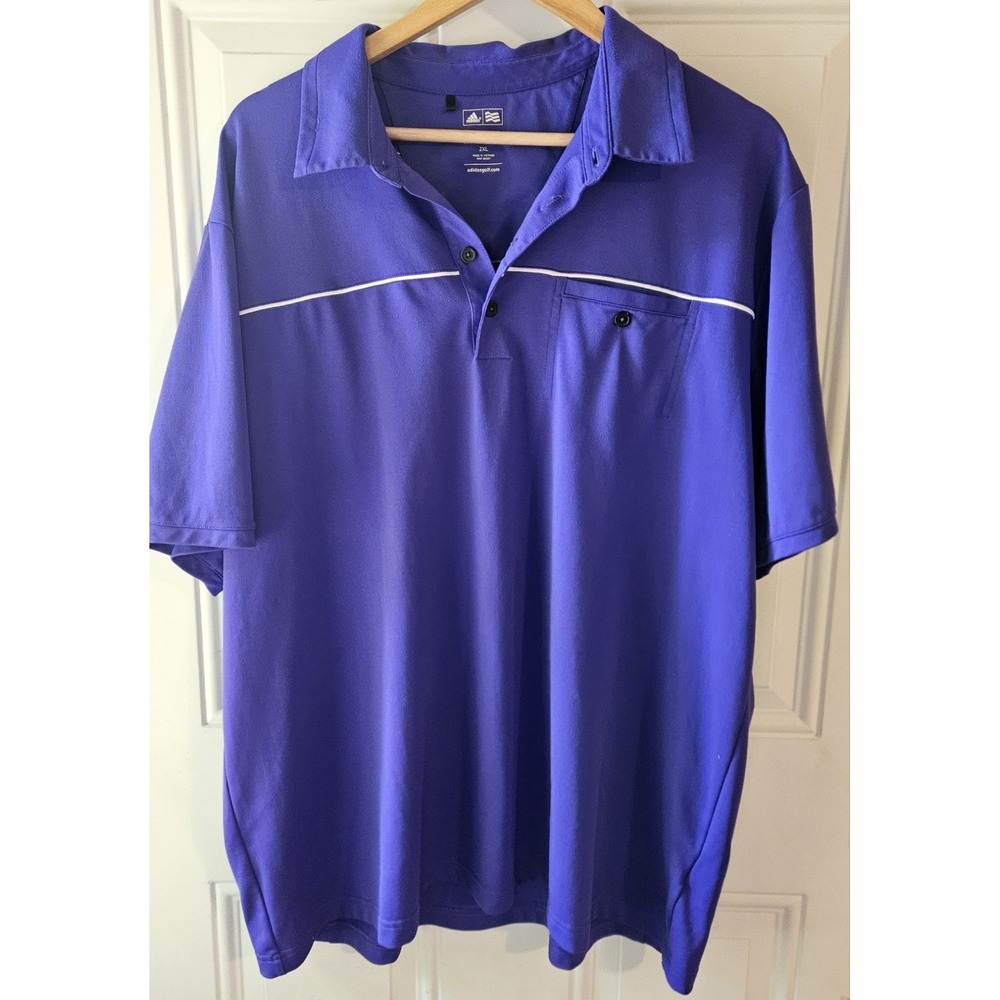 Adidas Golf Climalite Polo Shirt Men‎ 2XL Purple Short Sleeve Athletic Casual
